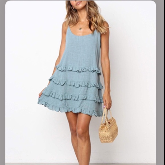 Dresses & Skirts - BLUE RUFFLE MINI DRESS